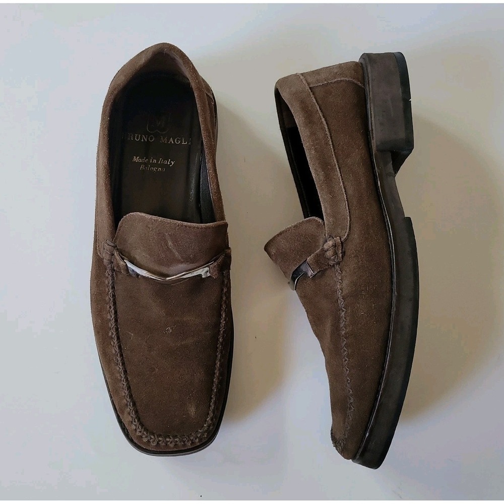 Bruno Magli Samson 2 Bit Moc Toe Loafers 9M Chocolate Brown Italian Suede M Line